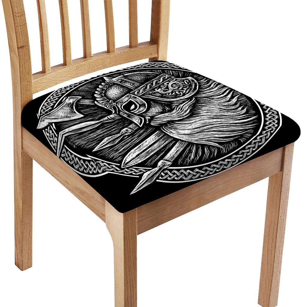 Black And White Viking God Odin Print Chair Cushion Cover