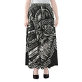 Black And White Viking God Odin Print Chiffon Maxi Skirt