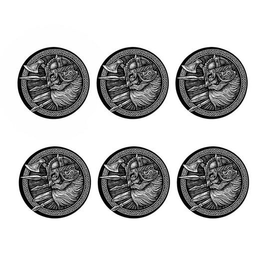 Black And White Viking God Odin Print Coaster Set