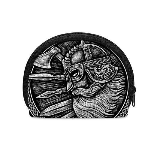 Black And White Viking God Odin Print Coin Purse