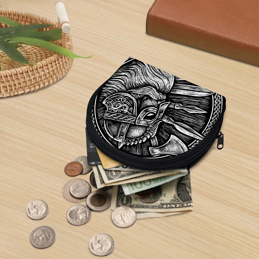 Black And White Viking God Odin Print Coin Purse