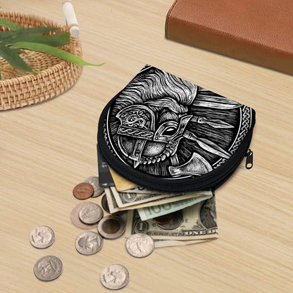 Black And White Viking God Odin Print Coin Purse