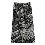 Black And White Viking God Odin Print Cotton Front Slit Maxi Skirt
