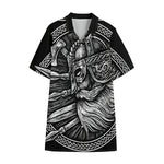 Black And White Viking God Odin Print Cotton Hawaiian Shirt