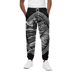 Black And White Viking God Odin Print Cotton Pants