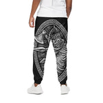 Black And White Viking God Odin Print Cotton Pants
