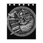 Black And White Viking God Odin Print Curtain