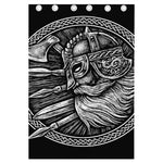 Black And White Viking God Odin Print Curtain