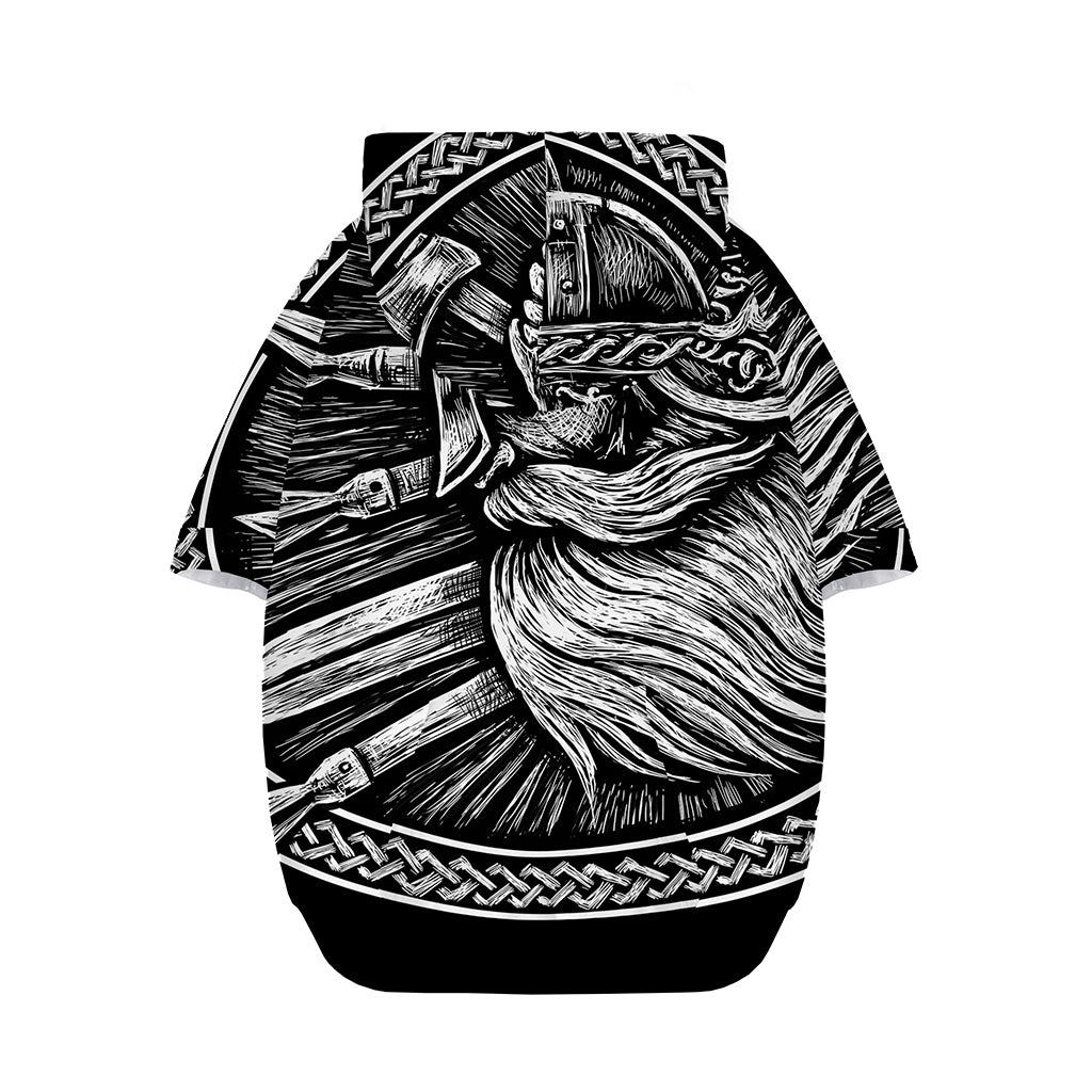 Black And White Viking God Odin Print Dog Zip Up Hoodie