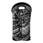 Black And White Viking God Odin Print Double Neoprene Wine Tote