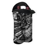 Black And White Viking God Odin Print Double Neoprene Wine Tote