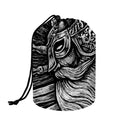 Black And White Viking God Odin Print Drawstring Makeup Bag