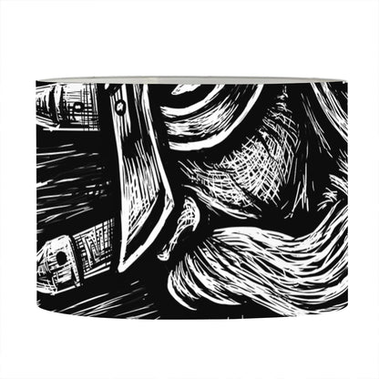 Black And White Viking God Odin Print Drum Lamp Shade