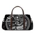 Black And White Viking God Odin Print Duffel Bag