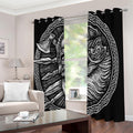 Black And White Viking God Odin Print Extra Wide Grommet Curtains