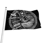 Black And White Viking God Odin Print Flag