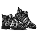 Black And White Viking God Odin Print Flat Ankle Boots
