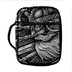 Black And White Viking God Odin Print Front Pocket Bible Bag