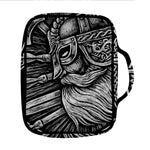 Black And White Viking God Odin Print Front Pocket Bible Bag