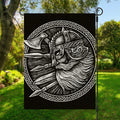 Black And White Viking God Odin Print Garden Flag