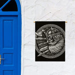 Black And White Viking God Odin Print Garden Flag