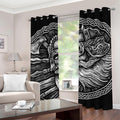 Black And White Viking God Odin Print Grommet Curtains