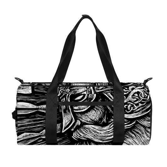 Black And White Viking God Odin Print Gym Bag