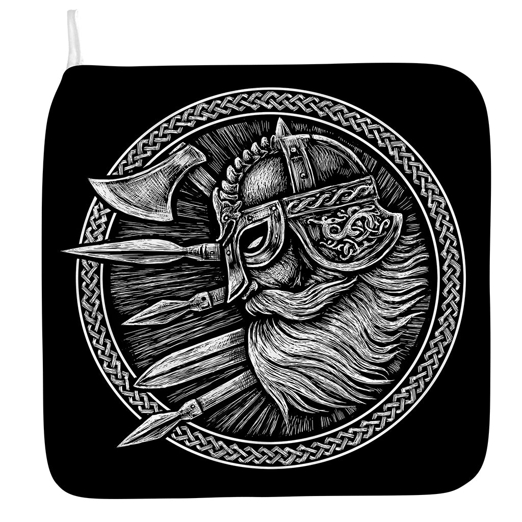 Black And White Viking God Odin Print Hand Towel