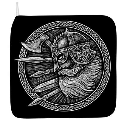 Black And White Viking God Odin Print Hand Towel