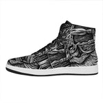 Black And White Viking God Odin Print High Top Leather Sneakers