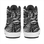 Black And White Viking God Odin Print High Top Leather Sneakers