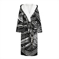 Black And White Viking God Odin Print Hooded Bathrobe