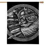 Black And White Viking God Odin Print House Flag