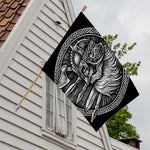 Black And White Viking God Odin Print House Flag