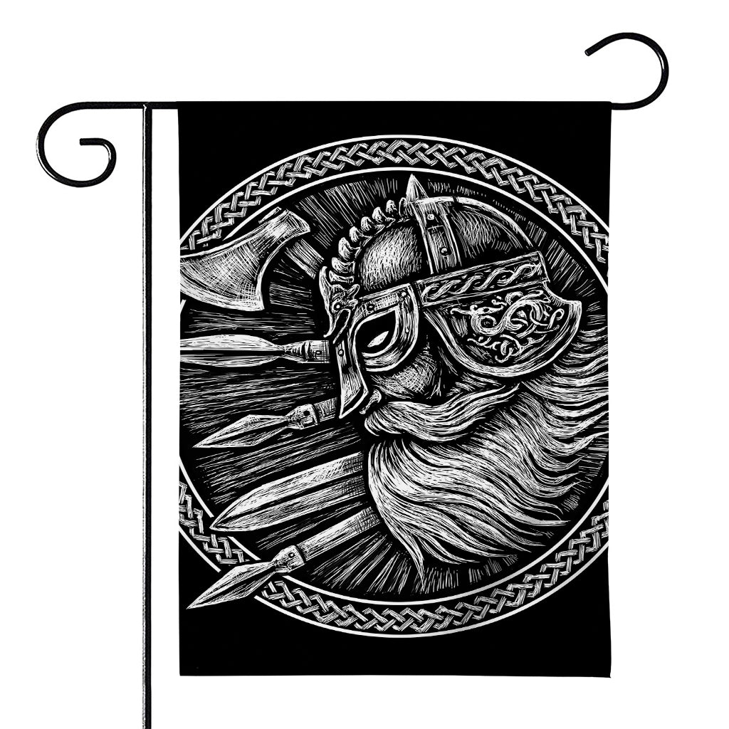 Black And White Viking God Odin Print House Flag