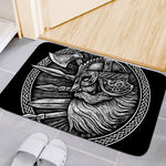 Black And White Viking God Odin Print Indoor Door Mat