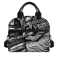 Black And White Viking God Odin Print Insulated Lunch Bag