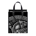 Black And White Viking God Odin Print Insulated Lunch Tote