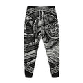 Black And White Viking God Odin Print Jogger Pants