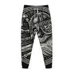 Black And White Viking God Odin Print Jogger Pants