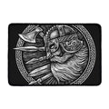 Black And White Viking God Odin Print Kitchen Mat