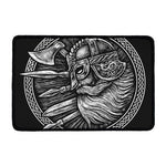 Black And White Viking God Odin Print Kitchen Mat