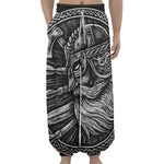 Black And White Viking God Odin Print Lantern Pants