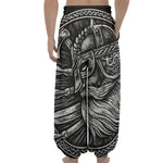 Black And White Viking God Odin Print Lantern Pants