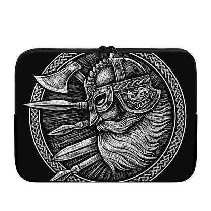 Black And White Viking God Odin Print Laptop Sleeve
