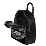 Black And White Viking God Odin Print Leather Backpack