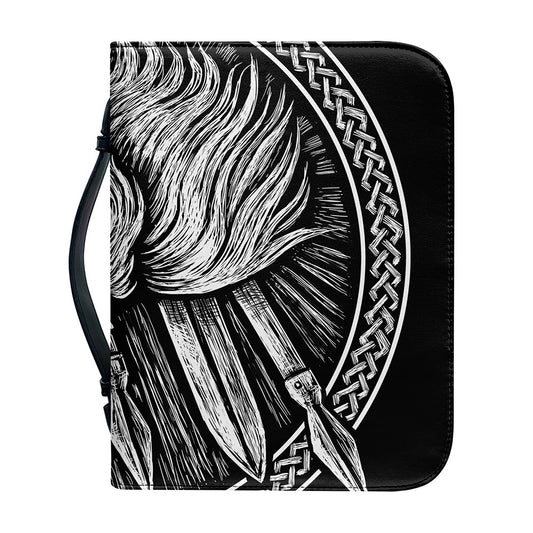 Black And White Viking God Odin Print Leather Bible Cover