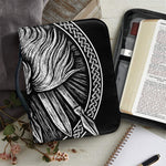 Black And White Viking God Odin Print Leather Bible Cover