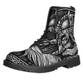 Black And White Viking God Odin Print Lace-Up Boots