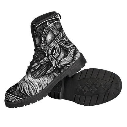 Black And White Viking God Odin Print Backpack